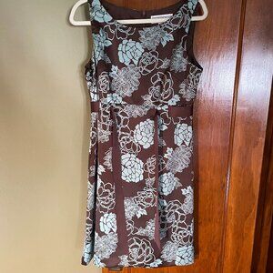 Jessica Howard Chocolate and Sky Blue Floral Midi Dress